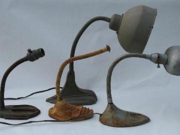 catalog photo of lot deco industrial machine age desk light / lamp parts