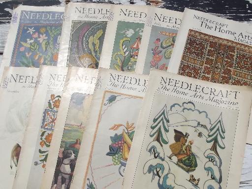 photo of lot early 1900s vintage Needlecraft Home Arts magazines, antique patterns #1