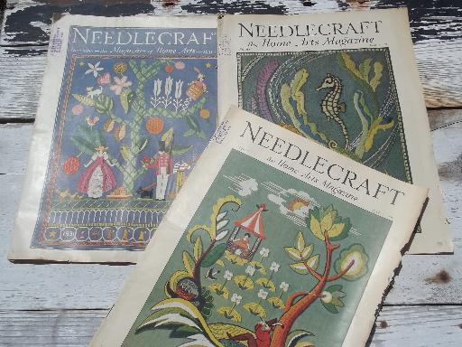 photo of lot early 1900s vintage Needlecraft Home Arts magazines, antique patterns #3