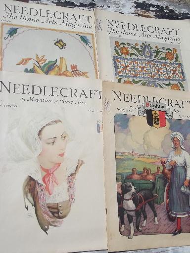 photo of lot early 1900s vintage Needlecraft Home Arts magazines, antique patterns #5