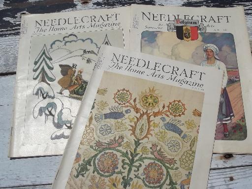 photo of lot early 1900s vintage Needlecraft Home Arts magazines, antique patterns #3