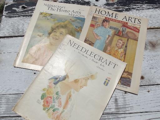 photo of lot early 1900s vintage Needlecraft Home Arts magazines, antique patterns #4