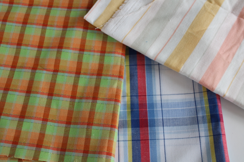 photo of lot fabric remnants cotton blend shirting stripes & plaids for quilting, crafts #2