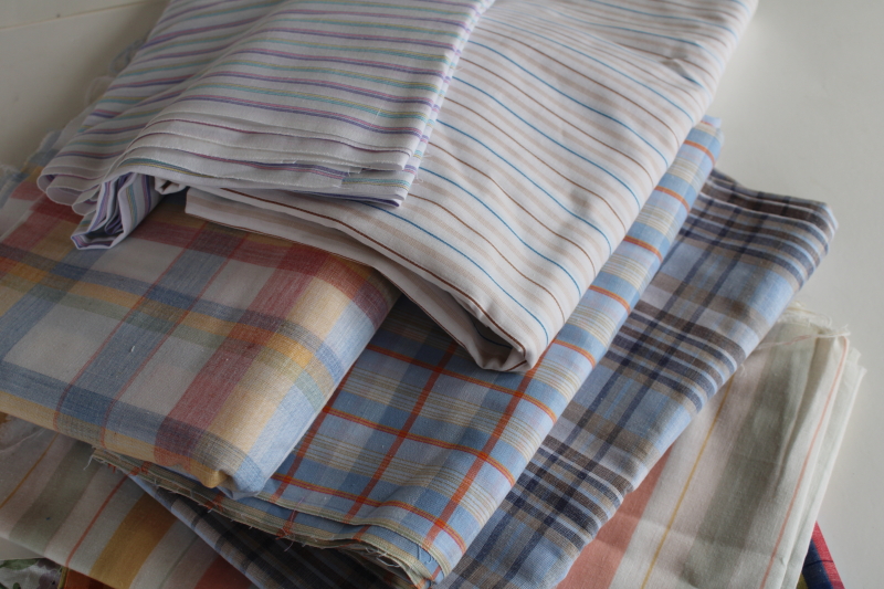 photo of lot fabric remnants cotton blend shirting stripes & plaids for quilting, crafts #4