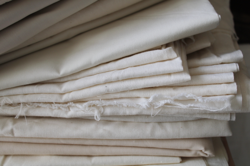 photo of lot fabric remnants cotton & blends unbleached muslin homespun rustic neutrals #3