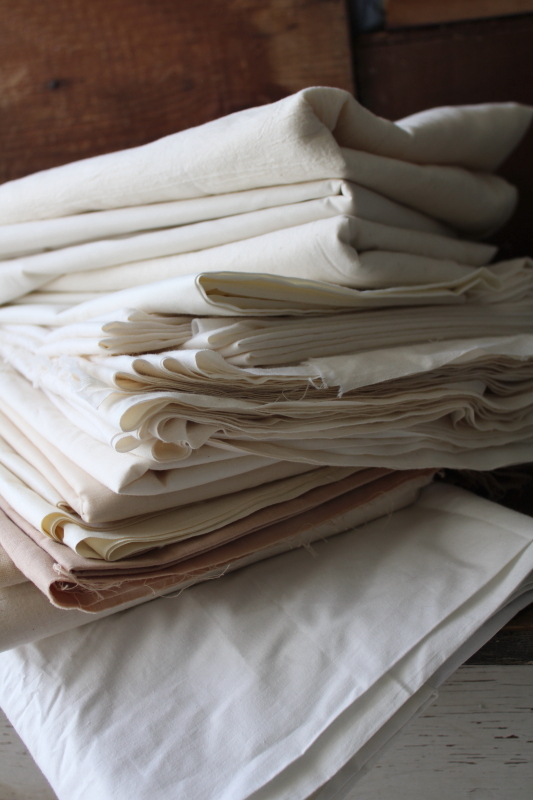 photo of lot fabric remnants cotton & blends unbleached muslin homespun rustic neutrals #5