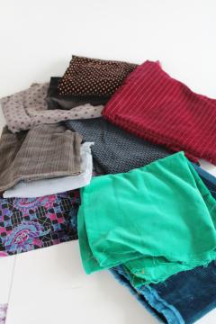 catalog photo of lot fabric remnants & scraps cotton velvet velveteen for quilting, crafts