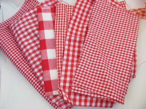 photo of lot fabric scraps & pieces, gingham checks for quilting, crafts #2