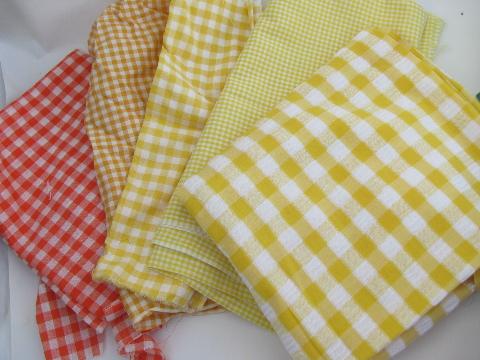 photo of lot fabric scraps & pieces, gingham checks for quilting, crafts #3