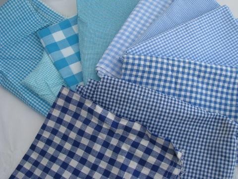 photo of lot fabric scraps & pieces, gingham checks for quilting, crafts #4