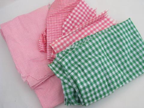 photo of lot fabric scraps & pieces, gingham checks for quilting, crafts #5