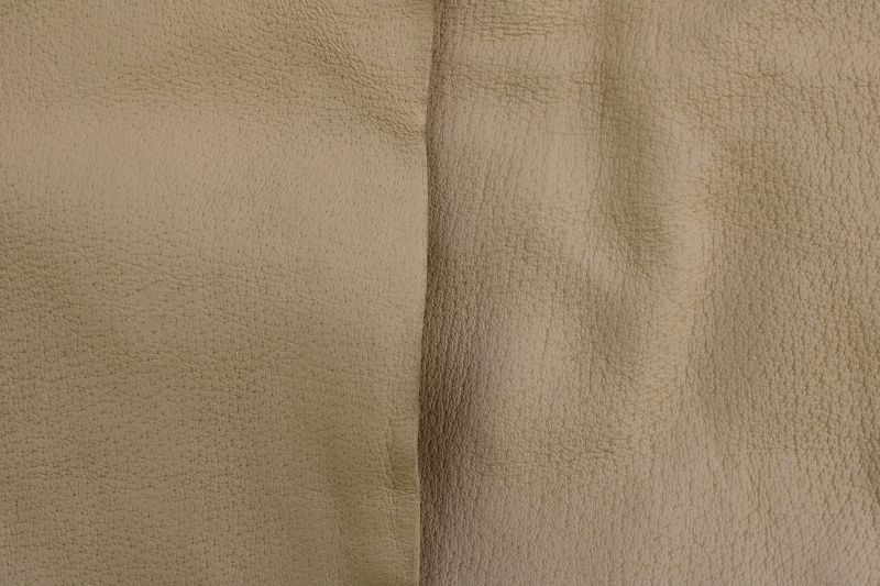 photo of lot full grain leather hide pieces, pigskin for slippers, bags or totes, natural light buff color #4