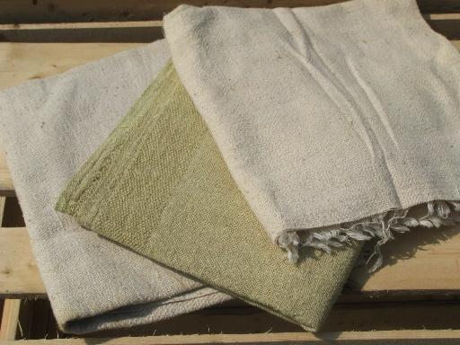 photo of lot genuine homespun, authentic antique hand woven cotton and linen fabric #1