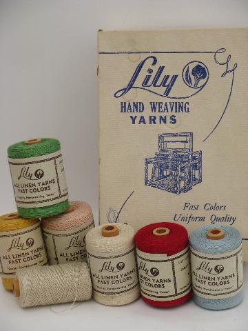 photo of lot heavy pure linen thread, vintage Lily sewing / needlework / weaving #1