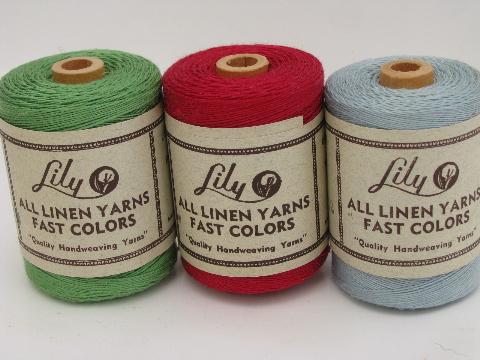 photo of lot heavy pure linen thread, vintage Lily sewing / needlework / weaving #2