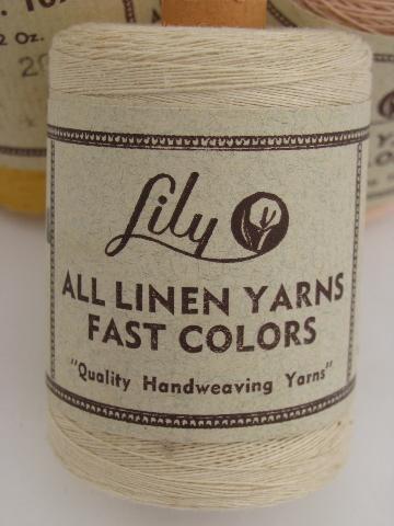 photo of lot heavy pure linen thread, vintage Lily sewing / needlework / weaving #6