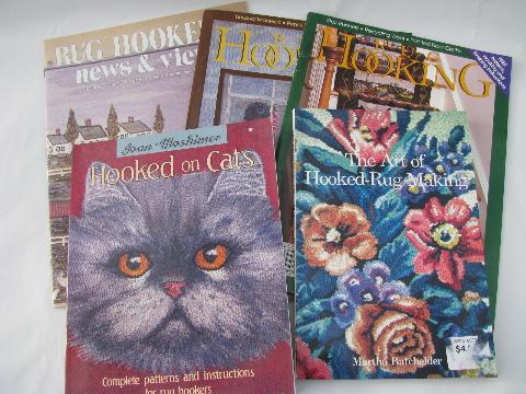 photo of lot hooked rug making books, rug hooking, rug hooker magazines #1