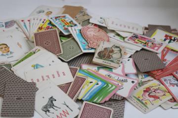 catalog photo of lot incomplete vintage card games childrens playing cards, picture flash cards for early reading