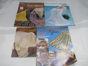 catalog photo of lot knitting / crochet pattern booklets, afghan - baby blanket patterns