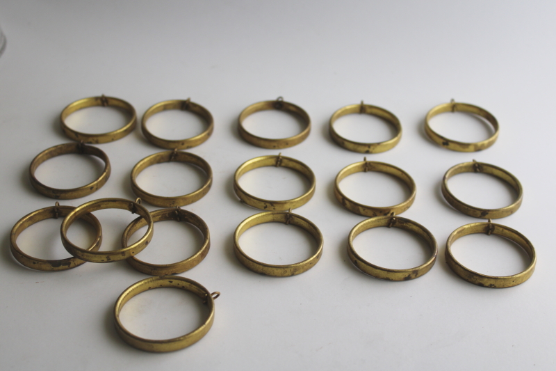 photo of lot large all brass curtain rings, vintage cafe curtains hanging hardware  #1