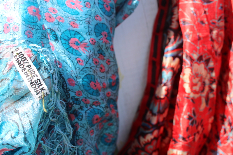 photo of lot large pure silk scarves flowery prints jewel colors vintage hippie chick boho style #5