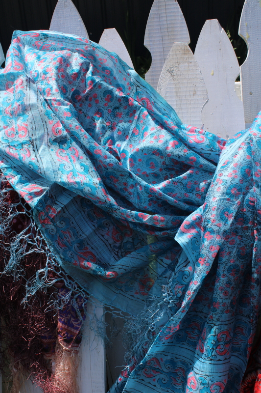 photo of lot large pure silk scarves flowery prints jewel colors vintage hippie chick boho style #6