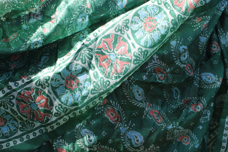 photo of lot large pure silk scarves flowery prints jewel colors vintage hippie chick boho style #8
