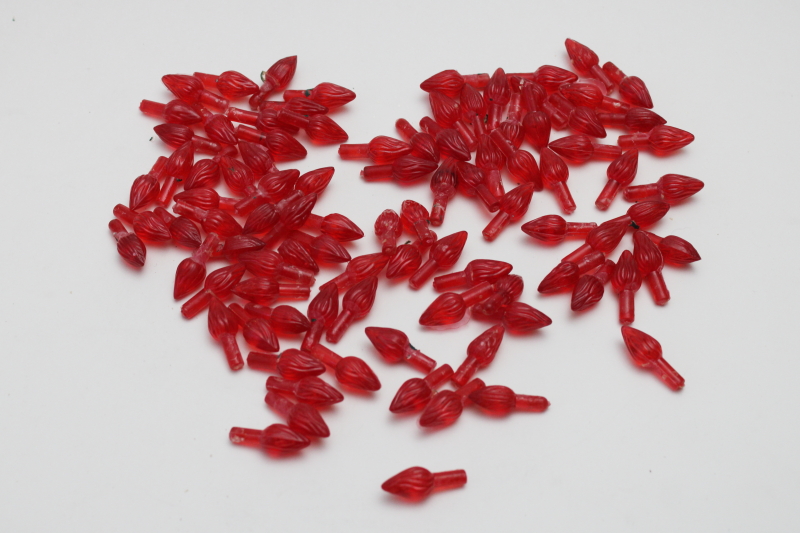 photo of lot mini plastic pegs light bulbs for vintage ceramic Christmas tree, faux lights all red  #1
