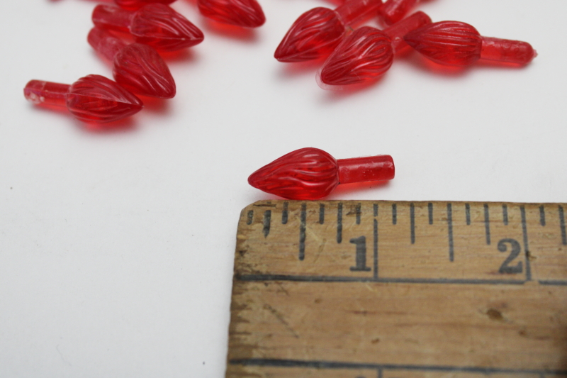 photo of lot mini plastic pegs light bulbs for vintage ceramic Christmas tree, faux lights all red  #2