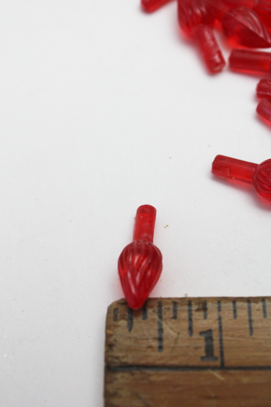 photo of lot mini plastic pegs light bulbs for vintage ceramic Christmas tree, faux lights all red  #3