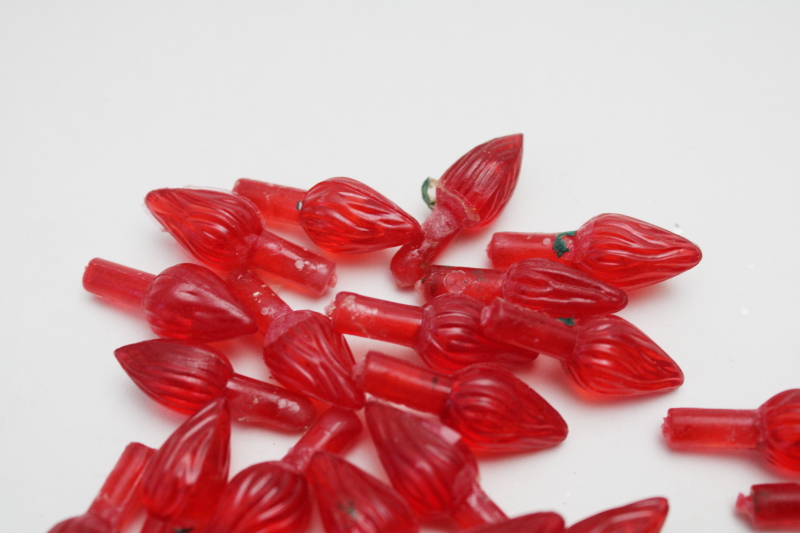 photo of lot mini plastic pegs light bulbs for vintage ceramic Christmas tree, faux lights all red  #6