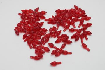 catalog photo of lot mini plastic pegs light bulbs for vintage ceramic Christmas tree, faux lights all red 