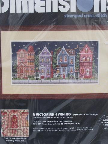 photo of lot needlepoint and cross-stitch embroidery kits, Victorian houses #6