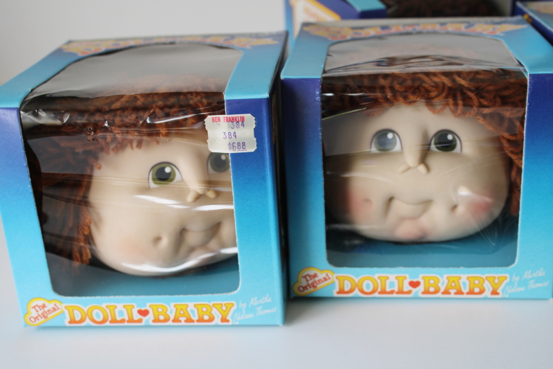 photo of lot new old stock Doll Baby heads Martha Nelson Thomas, Cabbage Patch Kids style dolls boys short hair  #4