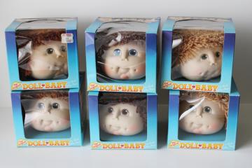 catalog photo of lot new old stock Doll Baby heads Martha Nelson Thomas, Cabbage Patch Kids style dolls boys short hair 