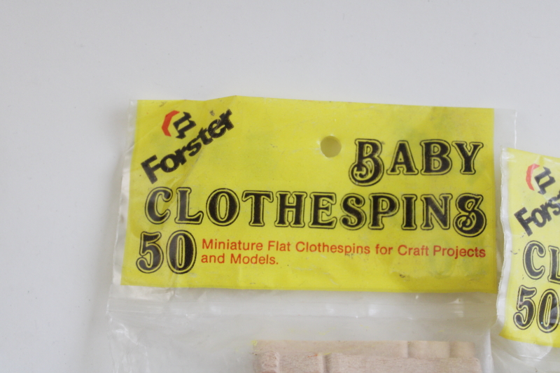 photo of lot new old stock mini clothespins, Forster hardwood peg style baby clothes pins  #4