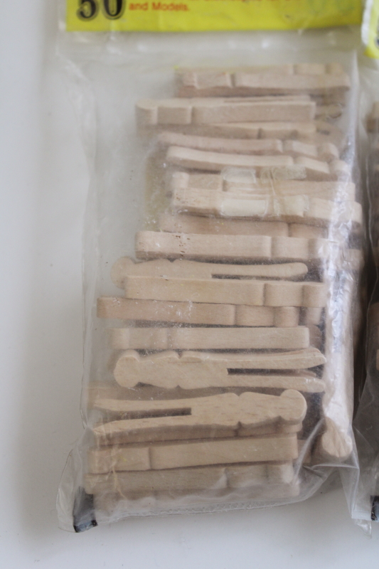 photo of lot new old stock mini clothespins, Forster hardwood peg style baby clothes pins  #7