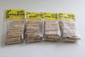 lot new old stock mini clothespins, Forster hardwood peg style baby clothes pins 