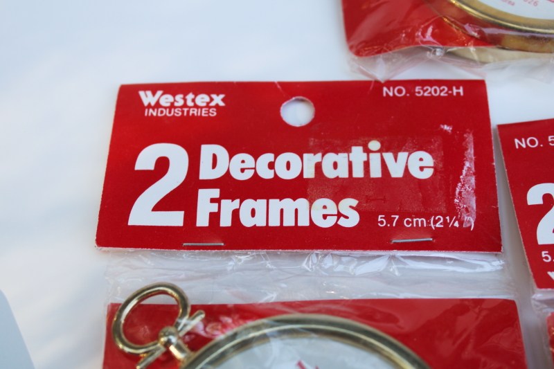 photo of lot new old stock mini frames for embroidery, cross stitch ornaments, gold plastic, red & green  #3