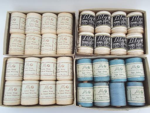 photo of lot new old stock vintage cotton cord yarn weaving thread, Lily labels #1