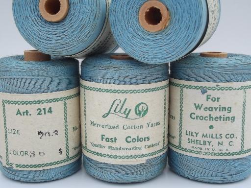 photo of lot new old stock vintage cotton cord yarn weaving thread, Lily labels #7