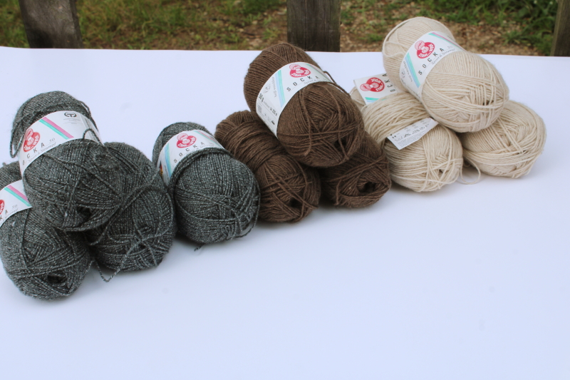 photo of lot of 10 balls Socka yarn superwash wool blend sock weight knitting yarn natural brown grey  #1