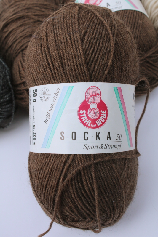photo of lot of 10 balls Socka yarn superwash wool blend sock weight knitting yarn natural brown grey  #2