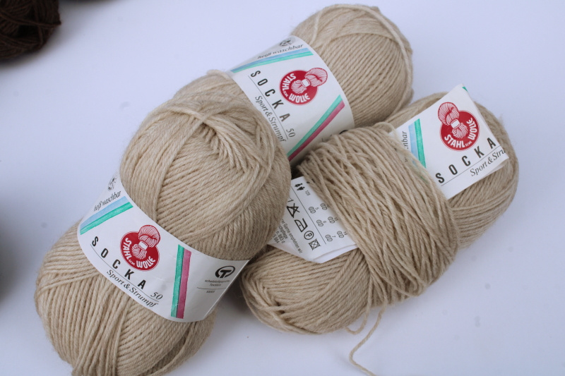 photo of lot of 10 balls Socka yarn superwash wool blend sock weight knitting yarn natural brown grey  #7
