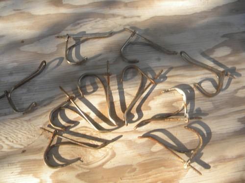 photo of lot of 10 primitive old wire entry coat rack hooks vintage architectural #1