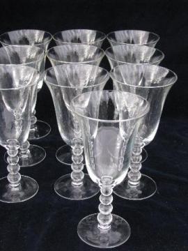 catalog photo of lot of 10 water glasses or wine goblets, vintage Imperial candlewick glass