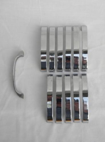 photo of lot of 12 deco 1940s vintage chrome door handles or drawer pulls #1