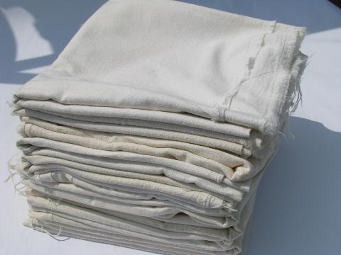 photo of lot of 12 old feed sack bags, vintage plain cotton fabric flour sacks #1