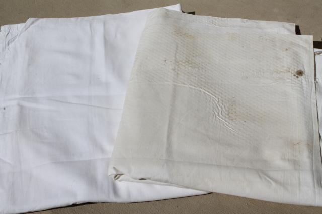 photo of lot of 12 plain white cotton bedsheets, flat bed sheets, vintage bedding bed linens #4