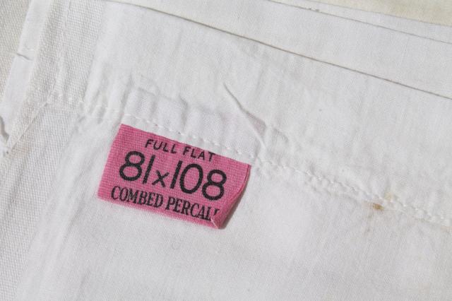 photo of lot of 12 plain white cotton bedsheets, flat bed sheets, vintage bedding bed linens #5